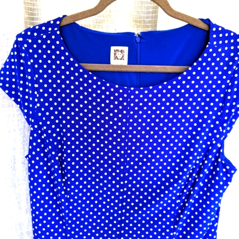 ANNE KLEIN DOT PRINT U-NECK DRES